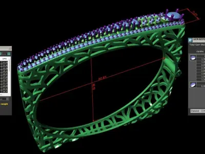 Rose Gold Diamond Woman Bracelet 3D Print Model 3D print model 9