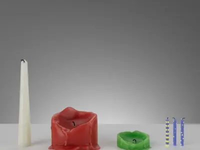 Realistic Candle Collection 3D model