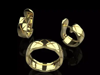 Ring and Earrings set50351 3D print model