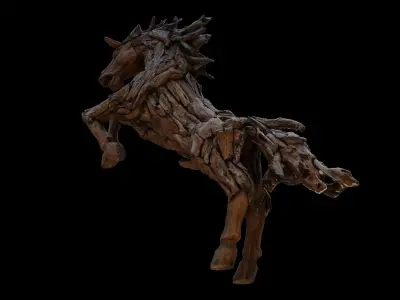 Galloping Driftwood Horse 3D model