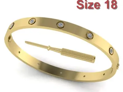 Love Bracelet With Diamond - Size 18 3D print model