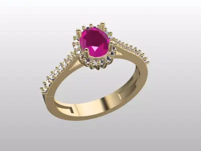 minimal oval hallow solitaire 3D print model