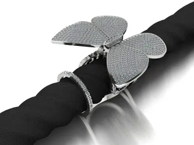 Butterfly Ring Gold Move 3D print model