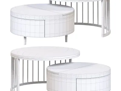 whitewalnut round nesting coffee table by homary 3D model