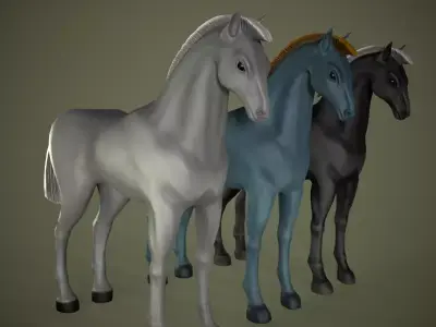 Horse Low-poly 3D model 13