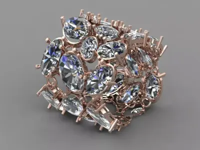 Rose Gold Women Diamond Ring 3D print model 3D print model 12