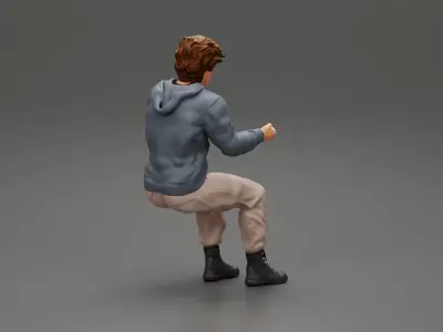 Man sitting on driver seat in car 3D print model