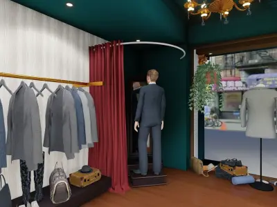 Kingsman-Tailored cloth shop Low-poly 3D model
