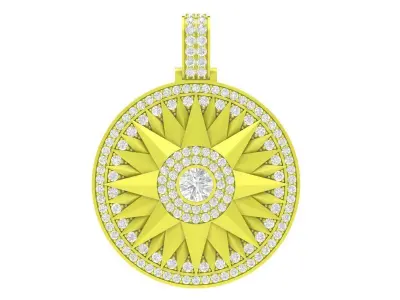 Luxury Sunburst Diamond Pendant 3D Model 4013 3D print model