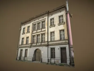 Facade Of A Tenement House With A Steel Gate 3D model