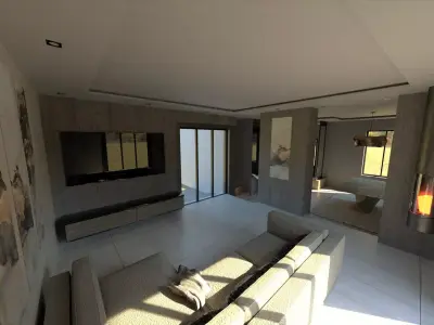 Modern house loft interior 3D model 3D model