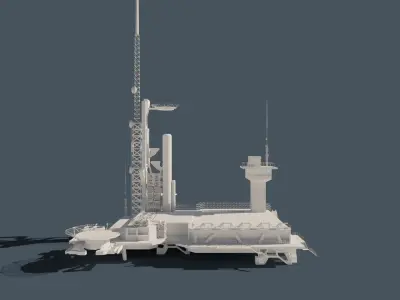 futuristic spaceship launch pad 3D model