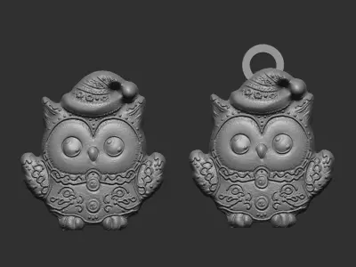 owl cookie christmas decor  3D print model