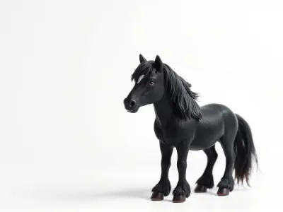 Black Welsh Pony 3D Model with Miniature Elegance Low-poly 3D model
