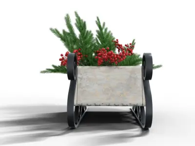 Decorative Sleigh Christmas Low-poly 3D model