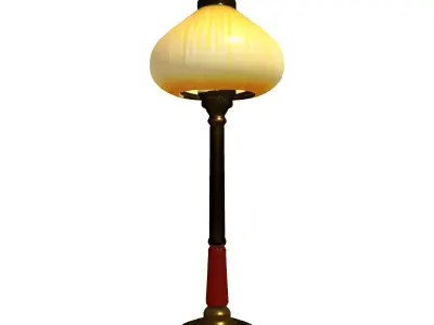 Elegant Brass Wood Floor Lamp Low-poly 3D model