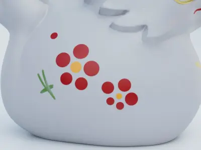 Japanese Dragon Sign Okimono Statue Low-poly 3D model