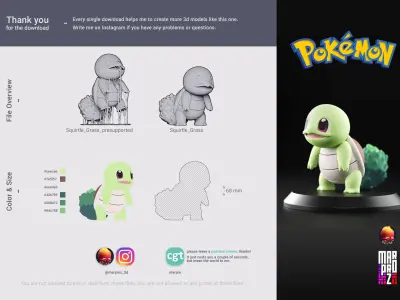 Pokemon - Grass Squirtle 3D print model