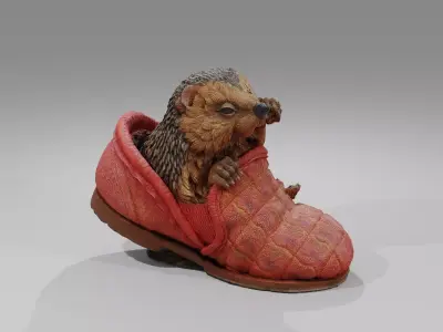 Hedgehog in a Shoe Low-poly 3D model