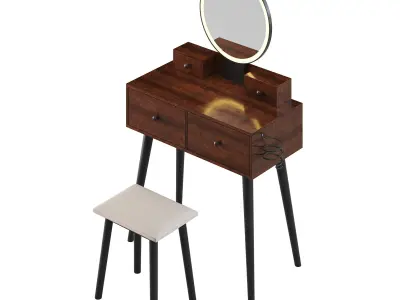 Ensemble coiffeuse avec tabouret et miroir Kyla 3D model