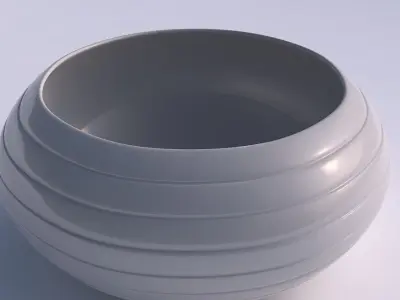 Bowl spheric squeezed wide with smooth horizontal dents 3D print model