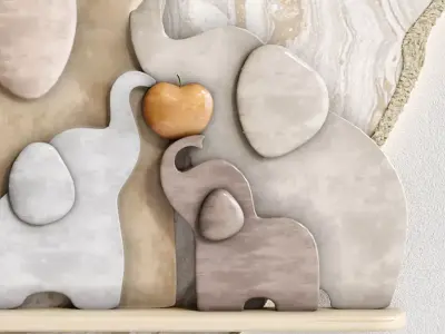 Panel with elephants for a child room 3D model