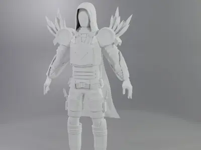 Character game assasin warrior Low-poly 3D model