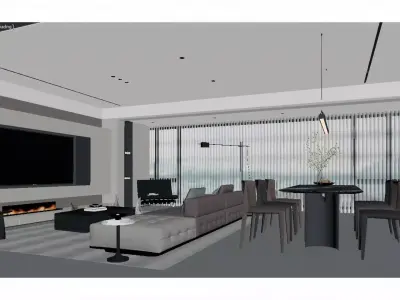 Modern Light Luxury Living Room 3D model