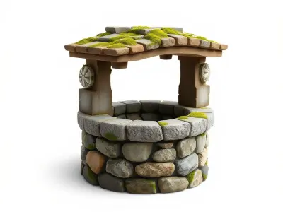 Stone MossCovered Well Model Pack Low-poly 3D model