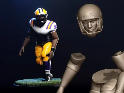 Football Player Figurine 2-Point Stance 3D print model