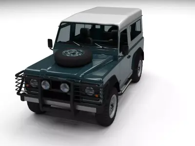 Land Rover Defender 90 Station Wagon w interior 3D model