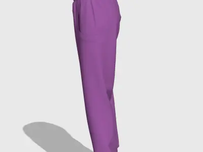 Lilac fleece sweatpants with elastic band  3D model