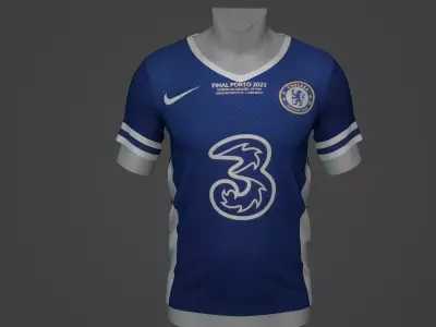 Chelsea Football Jersey T-Shirt - Soccer Kit Low-poly 3D model