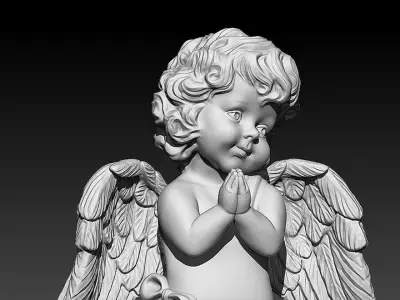praying baby angel statue Sculpture jewelry gold 3D print model
