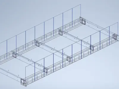 Glass bridge walkway skylight railing steel bridge  3D print model