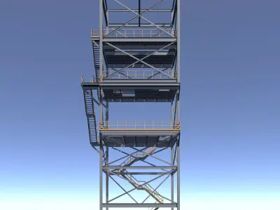 Industrial staircase 25O27 3D model