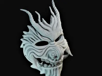 Oni Mask 2 Demon Full Face 3D print model
