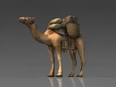 Loaded camel Low-poly 3D model