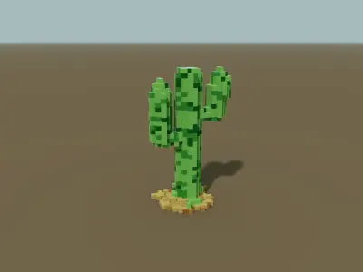 Free Cactus Voxel Model from Main Wild West Bundle OBJ PLY QB Free low-poly 3D model