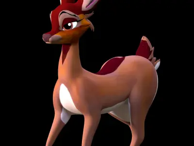 Female White Tail Deer Low-poly 3D model