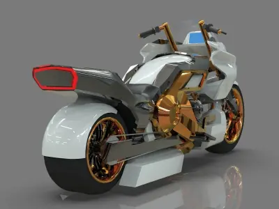 Conceptual motorcycle Low-poly 3D model