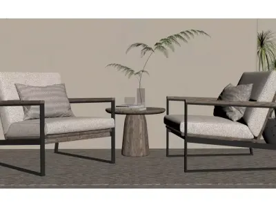 Nordic-style single-seater sofa 3D model