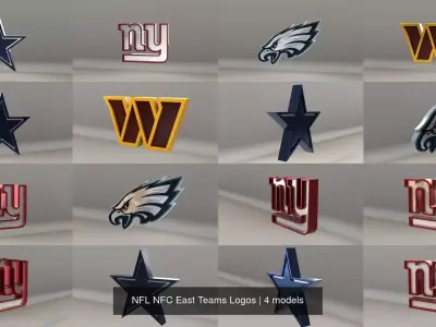 NFL NFC East Teams Logos 3D Model Pack