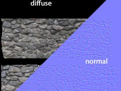 Stone Wall Low-poly 3D model