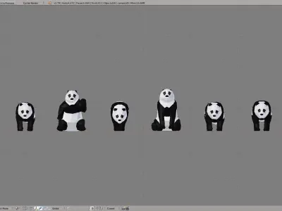 Panda Bear Low-poly 3D model