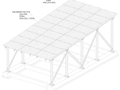 12 kWp Solar Carport Project Type 1 3D model