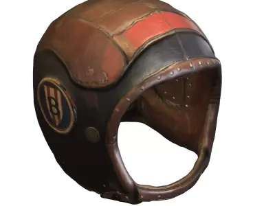 Vintage Leather Pilot Helmet Low-poly 3D model