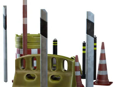  Road Parking Set Low-poly 3D model