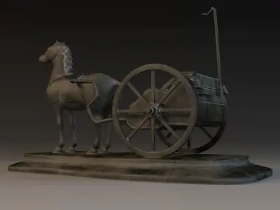 Statue Bronze Horse sculpture coach equipage mammal 3D model