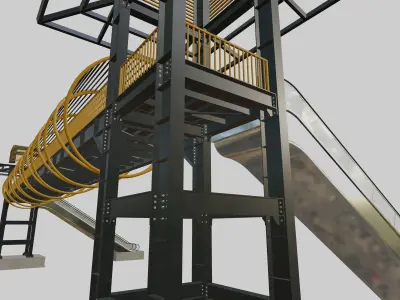 Steel Pedestrian Bridge-Escalator-Tower Column Type-28 3D model